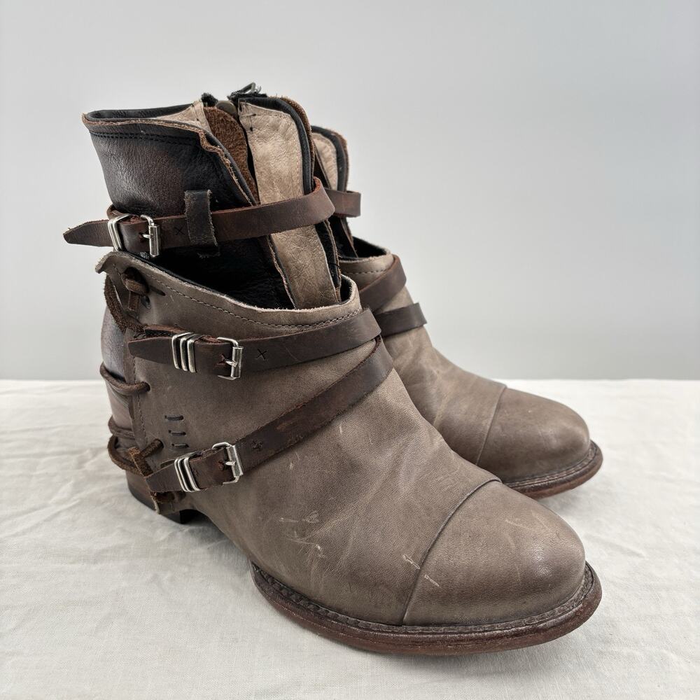 Freebird by Steven Crue Ankle Boots Women Size 8 Leather Harness Festival